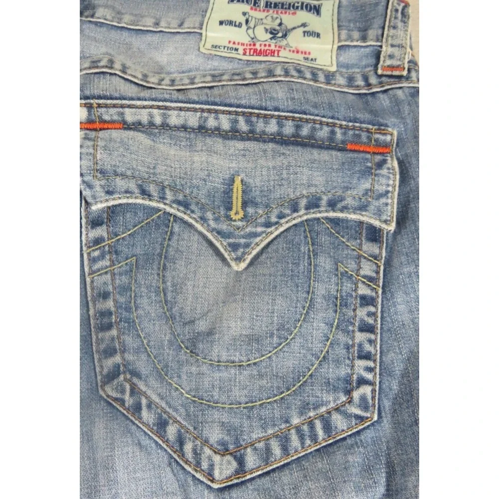 True Religion VTG 00s Jeans Men Size 36 Straight Leg Blue Denim Flap Pocket Mex